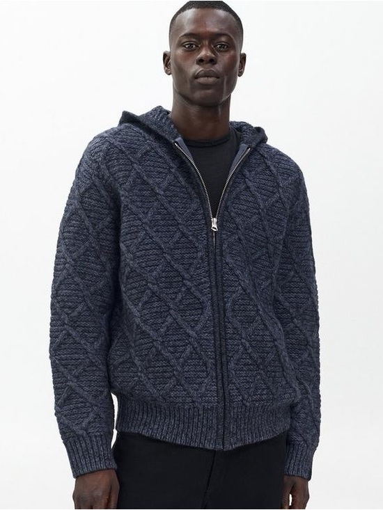 rag & bone Other - rag & bone Men's Navy Quilted Zip-Up Hoodie Sweater